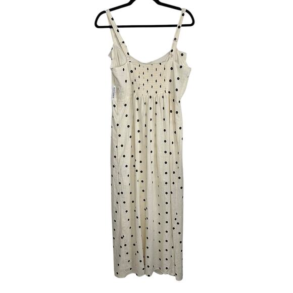 Old Navy Women’s Polka Dot Linen Blend Midi Sundress Smocked Back Size M NWT - Picture 4 of 6